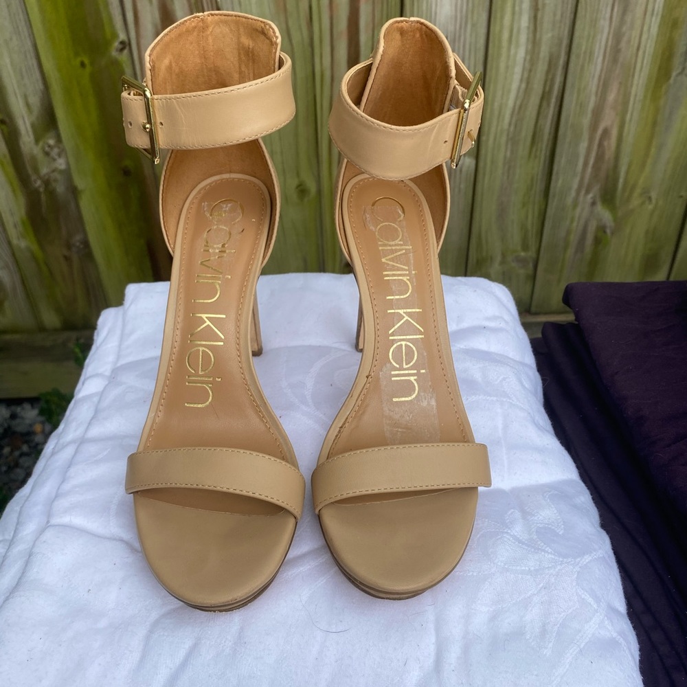 Calvin Klein strap platform heel